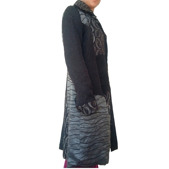 Vintage Papillon Overcoat Jacket Black Gray Orange Size Small Medium - Picture 5 of 7